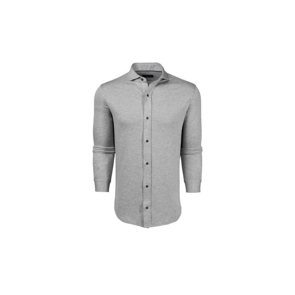NEW GREYSON CLOTHIERS men's catskill knit shirt in light grey heather